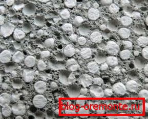 Na fotografiji - struktura betona s polistirenskim granulama