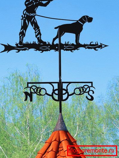 Weathervane u obliku lovca s psom