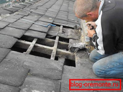 Zamjena listova на кровле из плоского шифера