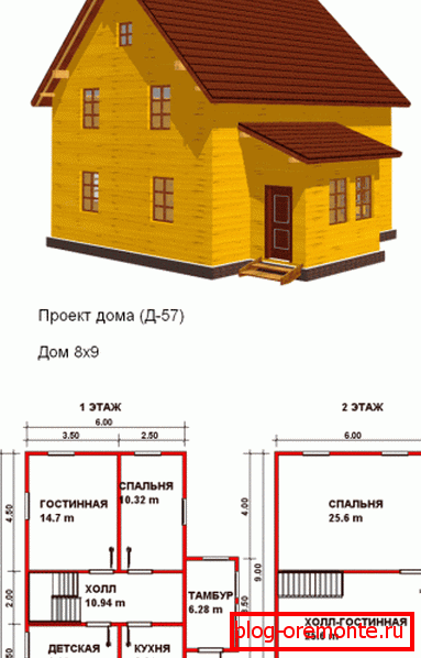 Udoban projekt kuće iz bara 8x9 - obratite pažnju na prikladan raspored i broj soba Udoban projekt kuće iz bara 8x9 - obratite pažnju na prikladan raspored i broj soba