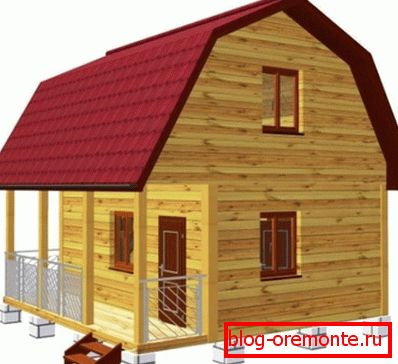 Na slici je 3D model kupališta na betonskom betonskom temelju, s terasom i potkrovljem Na slici je 3D model kupališta na betonskom betonskom temelju, s terasom i potkrovljem
