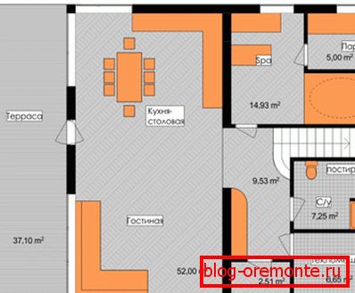 Detaljan plan prizemlja s terasom Detaljan plan prizemlja s terasom