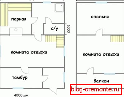 Projekt kuće 6x9 iz bara s mansardom (prvi i mansardni kat) Projekt kuće 6x9 iz bara s mansardom (prvi i mansardni kat)